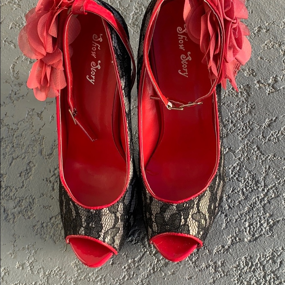 Red Stiletto Ankle Strap  Heels